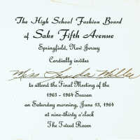 Millburn High School Fashion Board Meeting Invitation, 1964