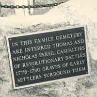 Parsil: Sign outside the Parsil Family Cemetery on White Oak Ridge Road