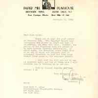 Paper Mill Playhouse: Frank Carrington Letter to Ruth Allen, 1938