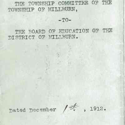 Millburn Township Lease of White Oak Ridge Property to Millburn Board of Education, 1912-3