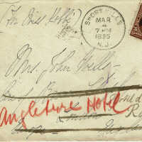 Envelope Postmarked March 4, 1895 from Short Hills to London