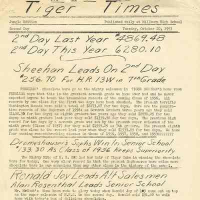 Millburn High School: Tiger Times Newspaper, 1953