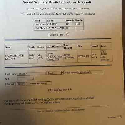 Kelsey: SSDI Search Results