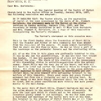 Hartshorn: Christ Church testimonial issued following the death of Stewart Hartshorn, February 1, 1937