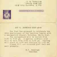 Guy R. Bosworth Post #140: Invitation to 40th Anniversary Dinner, 1959