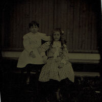 Brison: Tintype of Young Emilie Benson Welsh and Sister Elizabeth Benson, c. late 1850s