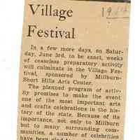 Millburn Art Center: Village Festival Articles in The Item, 1944