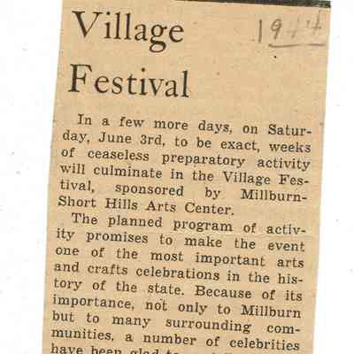 Millburn Art Center: Village Festival Articles in The Item, 1944