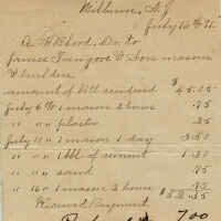 Blood Estate: James Trengove & Sons Masons & Builders receipt, July 1891