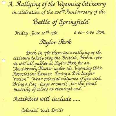 Battle of Springfield: Wyoming Citizenry Bicentennial Celebration