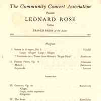          Community Concert Association: Leonard Rose Program and Articles, 1954 picture number 1
   