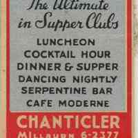 Chanticler: Chanticler Matchbook Cover