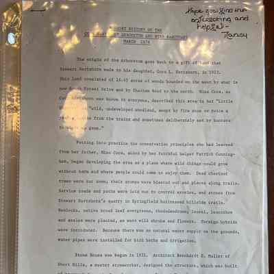 Arboretum: Short History of the Cora Hartshorn Arboretum and Bird Sanctuary- March 1976
