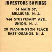          Bank: Investors Savings and Loan Association Matchbook Cover picture number 2
   