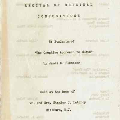 Millburn Art Center: Recital of Original Compositions Program, 1944