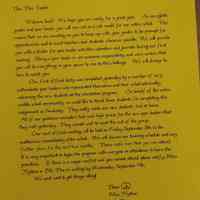 Millburn Middle School: Peer Leader Welcome Letter - 9/2/1998