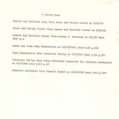 List of Deeds for 4 Farley Road