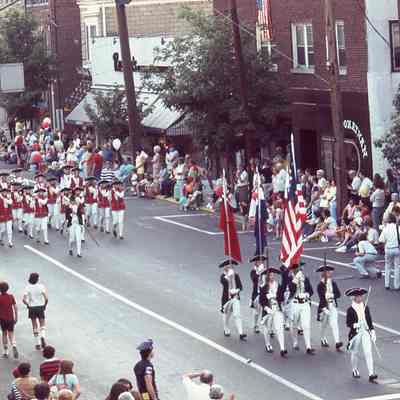 July 4: Revolutionary War Costumed Marchers in American Bicentennial Parade, 1976