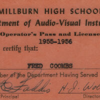          Coombs: Millburn High School Department of Audio-Visual Instruction Licenses, 1952-56 picture number 2
   