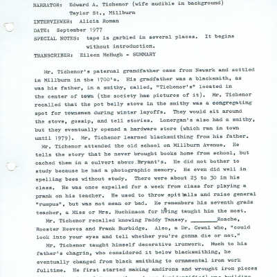 Oral History: Tichenor, Edward A., September 1977