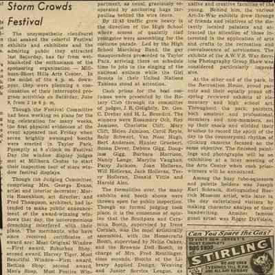 Millburn Art Center 1945 Scrapbook: Village Festival Reporting and Rain Date, 1945