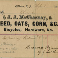 Blood Estate: J.J. McChesney Receipt, September 1895 and letter