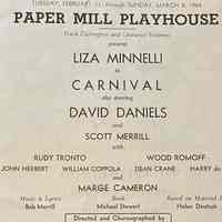 Paper Mill Playhouse Program: Carnival, 1964