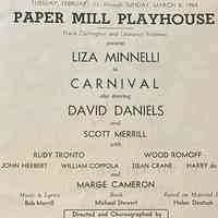 Paper Mill Playhouse Program: Carnival, 1964