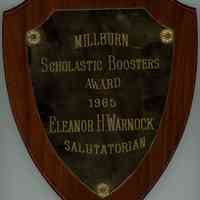 Millburn High School: Salutatorian Plaque for Eleanor Warnock, 1965