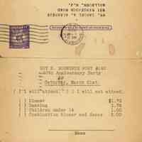          Guy R. Bosworth Post #140: Invitation to 40th Anniversary Dinner, 1959 picture number 2
   