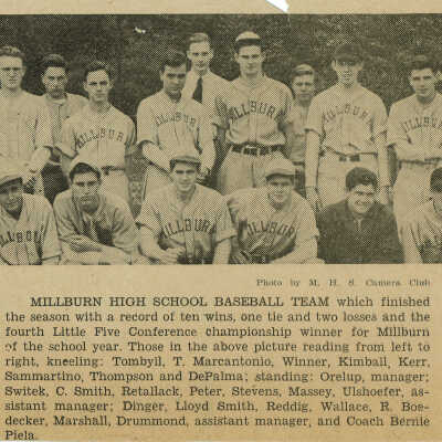 Millburn High School Baseball Team, c. 1939