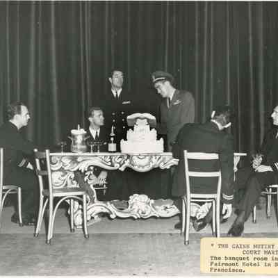 The banquet room in the Fairmont Hotel in San Francisco in The Caine Mutiny Court Martial, 1955.