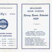 Millburn High School: Spring Sports Schedule, 1959