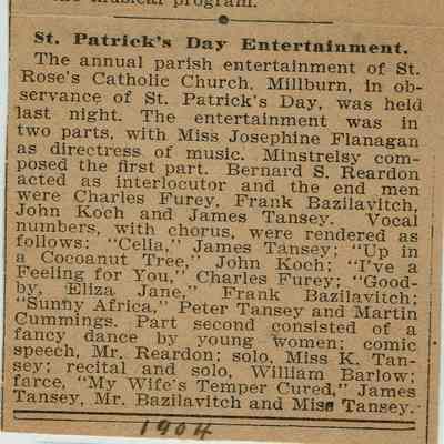 Flanagan: St. Patrick's Day Entertainment, 1904