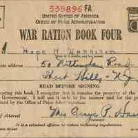 Lampe: Hope Harrison (Lampe) War Ration Book Four, 1943