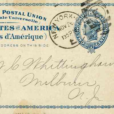 Whittingham: Postcard to Mrs. Whittingham, 1894