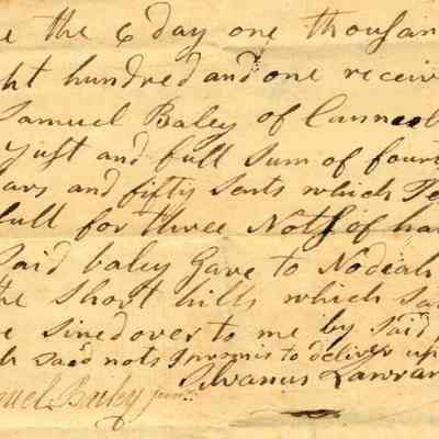 Bailey: Samuel Bailey Letter, 1801