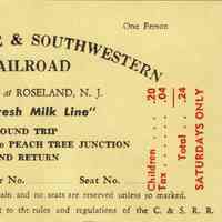          Becker & Son Dairy: Centerville & Southwestern Railroad Tickets, 1950s-early 1960s. picture number 3
   