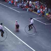 July 4: Hi-Wheel Riders in American Bicentennial Parade, 1976