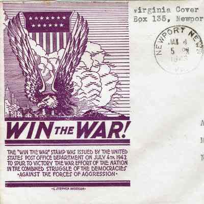 Cliff: Athol W. Cliff Win the War Envelope, 1943