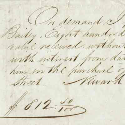 Bailey: Promissory Note to Samuel Bailey, 1845