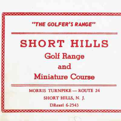 Golf: Short Hills Golf Range Score Card