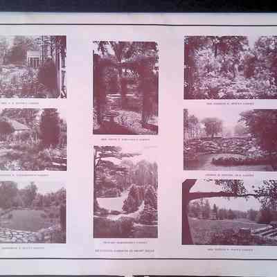 Gardens: Stewart Hartshorn, Mrs. Smith F. Ferguson, Mrs. J.F. Bacon, Mrs. William K. Wallbridge, Mrs. Frederick B. Ryan.