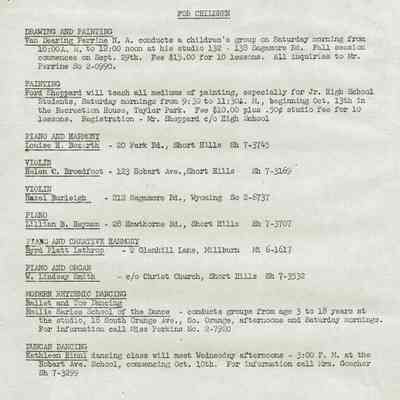 1945 Programs offered through the Millburn Art Center