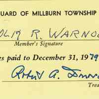 Warnock: Old Guard Membership Card, 1979