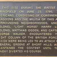 Battle of Springfield: Vauxhall Bridge Plaque commemorating the Battle of Springfield, 1780