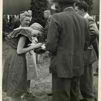 Red Cross: Mary MacArthur writing and Red Cross Event, 1946