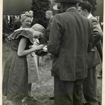 Red Cross: Mary MacArthur writing and Red Cross Event, 1946