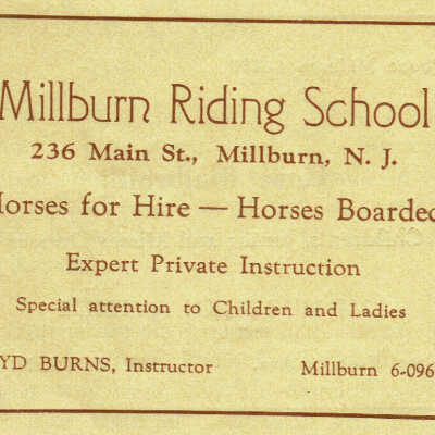 Millburn Riding School Advertisement, 1939