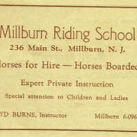 Millburn Riding School Advertisement, 1939